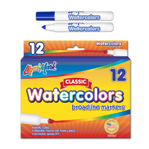 12 ct Broadline, Conical Tip Watercolor Markers - Blue