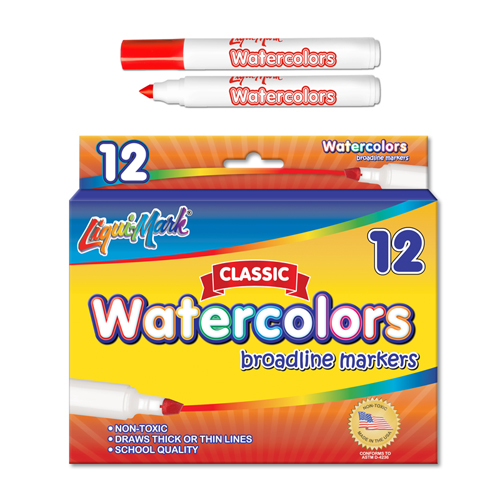 12 ct Broadline, Concial Tip Watercolor Markers - Red