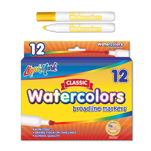 12 ct Broadline, Conical Tip Watercolor Markers - Yellow