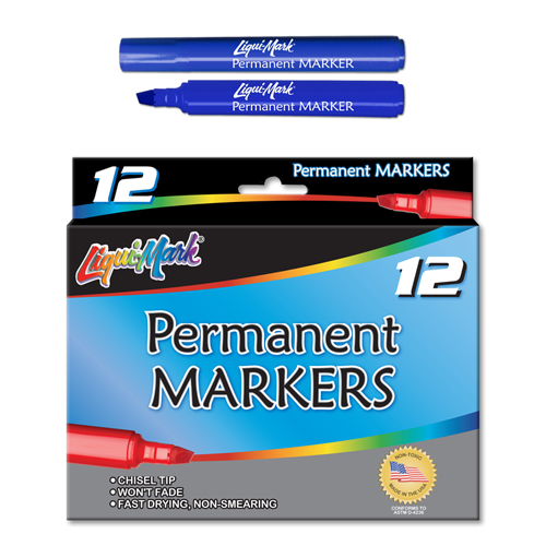 12ct  Broadline Permanent Markers - Blue