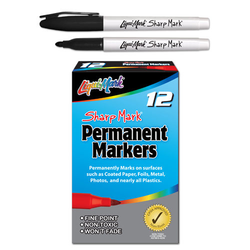 12 ct Sharp Mark® Fine Point Permanent Markers - Black