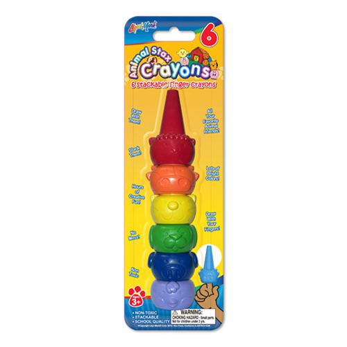 6 ct Animal Stax Stackable Finger Crayons