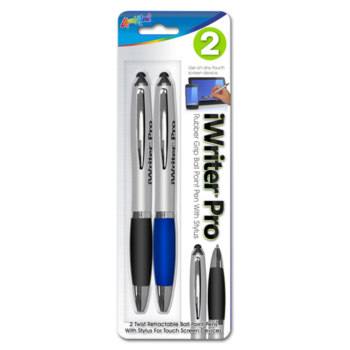 2 ct iWriter® Pro Retractable Ball Point Stylus Pens w/ Rubber Grip