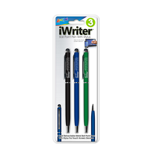 3 ct iWriter® Metal Retractable Ball Point Stylus Pens